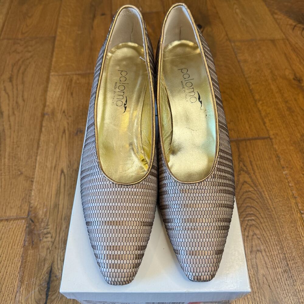 Vintage Paloma Pumps 9.5 AA Metallic Pewter Copper Made in Italy New in Box - Picture 3 of 5